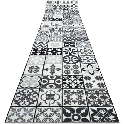 RugsX Lisbon Tiles Grey Black Runner - Runner rug RugsX Lisbon Tiles Grey Black Runner - Runner rug