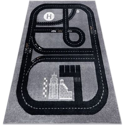 RugsX Fun Track Children’s Carpet - Grey 80x150cm RugsX Fun Track Children’s Carpet - Grey 80x150cm