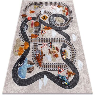 RUGSX Child Train Track Rug - Machine Washable, Non-slip, 160x220 cm RUGSX Child Train Track Rug - Machine Washable, Non-slip, 160x220 cm