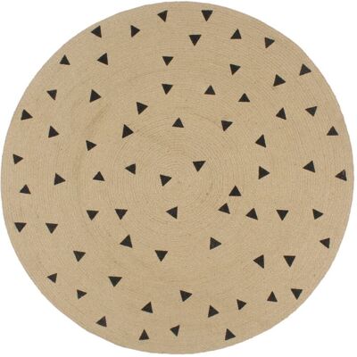 Berkfield Home Handmade Rug Jute with Triangle Print 120 cm in Black Size: 100 cm diameter Black 100 cm diameter Berkfield Home Handmade Rug Jute with Triangle Print 120 cm in Black Size: 100 cm diameter Black 100 cm diameter
