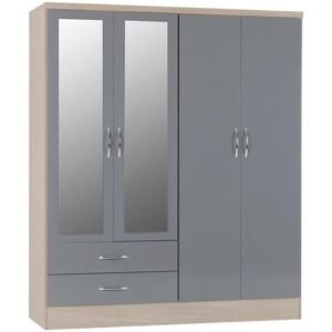 Seconique Nevada 4 Door 2 Drawer Mirrored Wardrobe