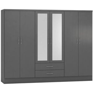 Seconique Nevada 6 Door 2 Drawer Mirrored Wardrobe