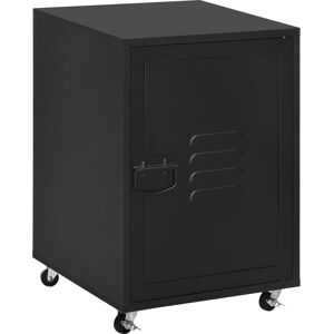 HOMCOM Bedside Table, Rolling End Side Table, Mobile Storage Cabinet