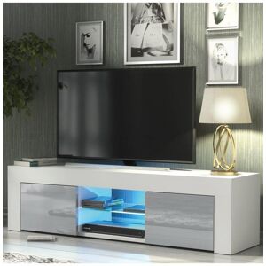 Creative Furniture TV Unit 130cm Cabinet TV Stand Living Room High Gloss Doors - White & Grey