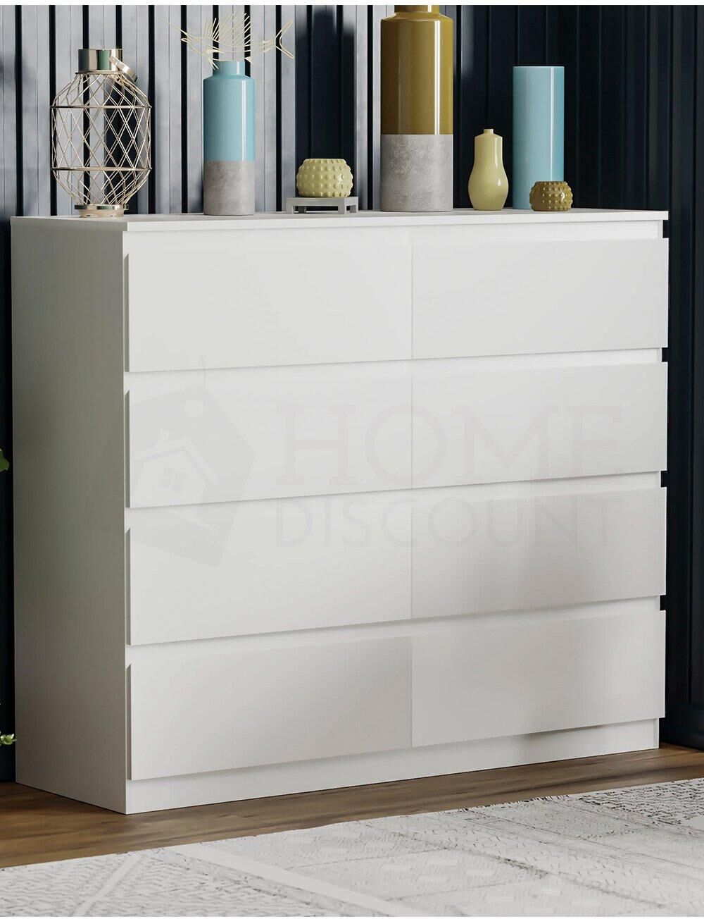 Home Discount Vida Designs Denver 8 Drawer Chest of Drawers Storage Bedroom Furniture