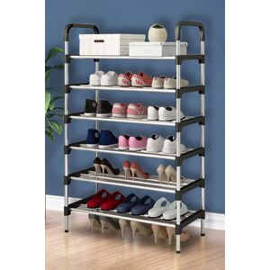 Living and Home 6 Tiers Shoe Rack Organizer Stainless Steel Stackable Space Saving Shoe Shelf in Black Black Living and Home 6 Tiers Shoe Rack Organizer Stainless Steel Stackable Space Saving Shoe Shelf in Black Black