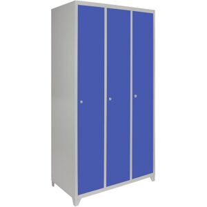MonsterShop Metal Lockers - 3 Doors Steel Blue - Secure Storage MonsterShop Metal Lockers - 3 Doors Steel Blue - Secure Storage