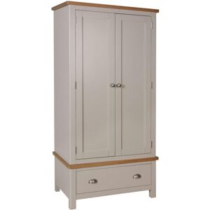 Home Source Wardrobe 2 Door 1 Drawer Solid Wood Bedroom Clothing Storage Grey Oak Grey Home Source Wardrobe 2 Door 1 Drawer Solid Wood Bedroom Clothing Storage Grey Oak Grey