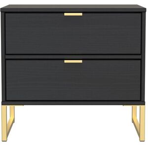 Ready Assembled 2 U Madrid 2 Drawer Bedside Cab(Ready Assembled) in Black Black Ready Assembled 2 U Madrid 2 Drawer Bedside Cab(Ready Assembled) in Black Black