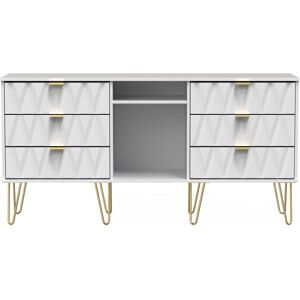 Ready Assembled 2 U Dallas 6 Drawer Sideboard (Ready Assembled) in White White Ready Assembled 2 U Dallas 6 Drawer Sideboard (Ready Assembled) in White White