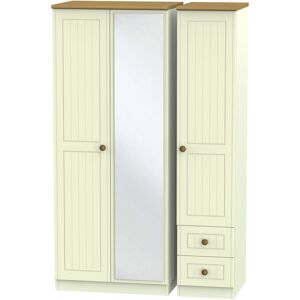Ready Assembled 2 U Lancaster Triple Mirror + Drawer Wardrobe (Ready Assembled) in Cream Cream Ready Assembled 2 U Lancaster Triple Mirror + Drawer Wardrobe (Ready Assembled) in Cream Cream
