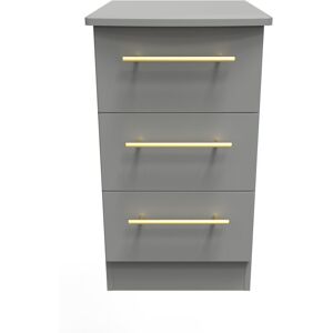 Ready Assembled 2 U Helmsley 3 Drawer Bedside Cab(Ready Assembled) in Dark Grey Dark Grey Ready Assembled 2 U Helmsley 3 Drawer Bedside Cab(Ready Assembled) in Dark Grey Dark Grey