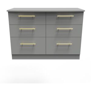 Ready Assembled 2 U Helmsley 6 Drawer Wide Chest (Ready Assembled) in Dark Grey Dark Grey Ready Assembled 2 U Helmsley 6 Drawer Wide Chest (Ready Assembled) in Dark Grey Dark Grey