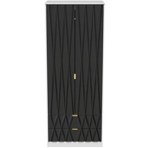 Ready Assembled 2 U Dallas 2 Door 2 Drawer Wardrobe (Ready Assembled) in Black Black Ready Assembled 2 U Dallas 2 Door 2 Drawer Wardrobe (Ready Assembled) in Black Black