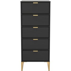 Ready Assembled 2 U Tamworth 5 Drawer Tallboy (Ready Assembled) in Black Size: Medium Black Medium Ready Assembled 2 U Tamworth 5 Drawer Tallboy (Ready Assembled) in Black Size: Medium Black Medium