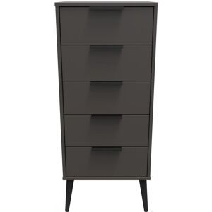 Ready Assembled 2 U Fuji 5 Drawer Tallboy (Ready Assembled) in Dark Grey Dark Grey Ready Assembled 2 U Fuji 5 Drawer Tallboy (Ready Assembled) in Dark Grey Dark Grey