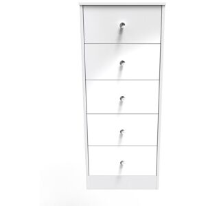Ready Assembled 2 U Taunton 5 Drawer Tallboy (Ready Assembled) in White White Ready Assembled 2 U Taunton 5 Drawer Tallboy (Ready Assembled) in White White