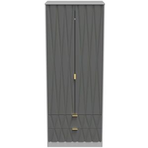 Ready Assembled 2 U Dallas 2 Door 2 Drawer Wardrobe (Ready Assembled) in Mid Grey Mid Grey Ready Assembled 2 U Dallas 2 Door 2 Drawer Wardrobe (Ready Assembled) in Mid Grey Mid Grey