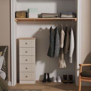 Ready Assembled 2 U Cumbria 5 Drawer Bedside Cabinet (Ready Assembled) in Taupe Size: Medium Taupe Medium Ready Assembled 2 U Cumbria 5 Drawer Bedside Cabinet (Ready Assembled) in Taupe Size: Medium Taupe Medium