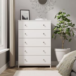 Ready Assembled 2 U Newlyn 5 Drawer Chest (Ready Assembled) in White White Ready Assembled 2 U Newlyn 5 Drawer Chest (Ready Assembled) in White White