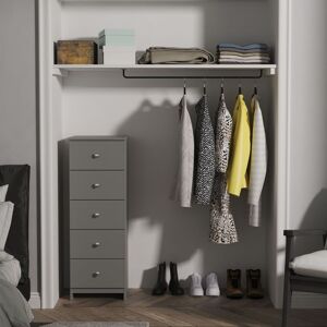 Ready Assembled 2 U Newlyn 5 Drawer Tall Bedside (Ready Assembled) in Dark Grey Dark Grey Ready Assembled 2 U Newlyn 5 Drawer Tall Bedside (Ready Assembled) in Dark Grey Dark Grey