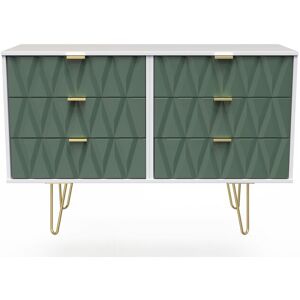 Ready Assembled 2 U Dallas 6 Drawer Wide Chest (Ready Assembled) in Green Green Ready Assembled 2 U Dallas 6 Drawer Wide Chest (Ready Assembled) in Green Green
