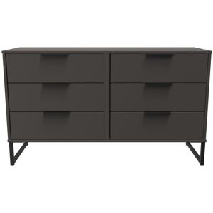 Ready Assembled 2 U Fuji 6 Drawer Wide Chest (Ready Assembled) in Dark Grey Dark Grey Ready Assembled 2 U Fuji 6 Drawer Wide Chest (Ready Assembled) in Dark Grey Dark Grey