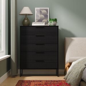 Ready Assembled 2 U Menai 5 Drawer Chest (Ready Assembled) in Black Size: Large Black Large Ready Assembled 2 U Menai 5 Drawer Chest (Ready Assembled) in Black Size: Large Black Large