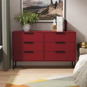 Ready Assembled 2 U Fuji 6 Drawer Wide Chest (Ready Assembled) in Dark Red Dark Red Ready Assembled 2 U Fuji 6 Drawer Wide Chest (Ready Assembled) in Dark Red Dark Red
