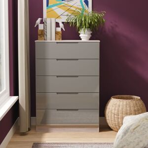Ready Assembled 2 U Lucca 5 Drawer Chest (Ready Assembled) in Grey Grey Ready Assembled 2 U Lucca 5 Drawer Chest (Ready Assembled) in Grey Grey