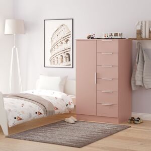 Ready Assembled 2 U Dover 1 Door 5 Drawer Childrens Wardrobe (Ready Assembled) in Dusty Pink Dusty Pink Ready Assembled 2 U Dover 1 Door 5 Drawer Childrens Wardrobe (Ready Assembled) in Dusty Pink Dusty Pink