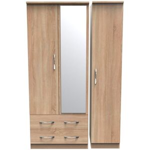 Ready Assembled 2 U Hampshire Triple 2 Drawer Mirrored Wardrobe (Ready Assembled) in Light Oak Light Oak Ready Assembled 2 U Hampshire Triple 2 Drawer Mirrored Wardrobe (Ready Assembled) in Light Oak Light Oak