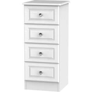 Ready Assembled 2 U Hilton 4 Drawer Tall Bedside (Ready Assembled) in White White Ready Assembled 2 U Hilton 4 Drawer Tall Bedside (Ready Assembled) in White White