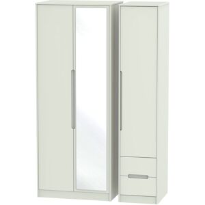 Ready Assembled 2 U Bristol Tall Triple Mirror + Drawer Wardrobe (Ready Assembled) in Taupe Taupe Ready Assembled 2 U Bristol Tall Triple Mirror + Drawer Wardrobe (Ready Assembled) in Taupe Taupe