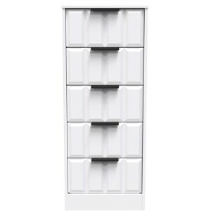 Ready Assembled 2 U Seattle 5 Drawer Tall Bedside (Ready Assembled) in White White Ready Assembled 2 U Seattle 5 Drawer Tall Bedside (Ready Assembled) in White White