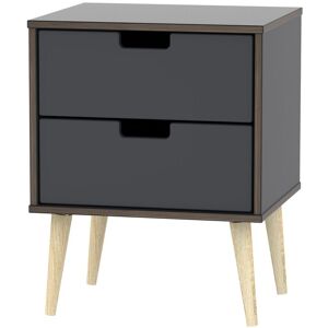 Ready Assembled 2 U Taiwan 2 Drawer Bedside Cabinet (Ready Assembled) in Dark Grey Dark Grey Ready Assembled 2 U Taiwan 2 Drawer Bedside Cabinet (Ready Assembled) in Dark Grey Dark Grey