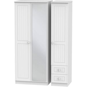Ready Assembled 2 U Lancaster Triple Mirror + Drawer Wardrobe (Ready Assembled) in White White Ready Assembled 2 U Lancaster Triple Mirror + Drawer Wardrobe (Ready Assembled) in White White