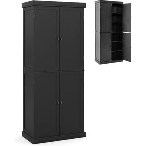 Gymax Kitchen Tall Cabinet 4-Door Pantry Buffet Organizer With 6-Tier Shelves in Black Black Gymax Kitchen Tall Cabinet 4-Door Pantry Buffet Organizer With 6-Tier Shelves in Black Black