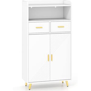 Gymax Freestanding Buffet Sideboard Kitchen Cabinet With 2 Doors 2 Drawers in White White Gymax Freestanding Buffet Sideboard Kitchen Cabinet With 2 Doors 2 Drawers in White White