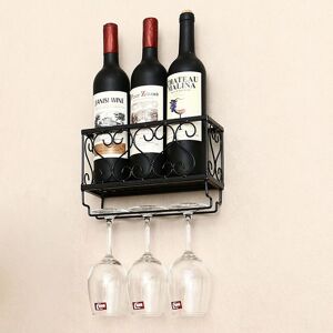 Living and Home Wall Mounted Wine Rack Iron Bottle Champagne Glass Holder Shelves Home Party Bar in Black Black Living and Home Wall Mounted Wine Rack Iron Bottle Champagne Glass Holder Shelves Home Party Bar in Black Black