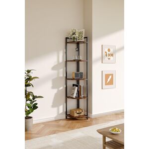 H&O Direct 5 Tier Corner Book Shelf Home Storage Display Rack in Brown Brown H&O Direct 5 Tier Corner Book Shelf Home Storage Display Rack in Brown Brown