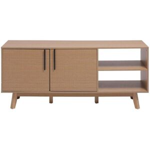 H&O Direct Wooden TV Stand with Storage Cabinet & Open Shelves in Brown Brown H&O Direct Wooden TV Stand with Storage Cabinet & Open Shelves in Brown Brown