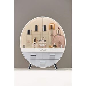 Living and Home 34CM High Round Transparent Cosmetic Display Box With 3 Drawers Storage Box in Grey Grey Living and Home 34CM High Round Transparent Cosmetic Display Box With 3 Drawers Storage Box in Grey Grey