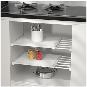 H&O Direct Adjust Closet Cupboard Wardrobe Storage Organizer Shelf Extendable Divider Rack in White White H&O Direct Adjust Closet Cupboard Wardrobe Storage Organizer Shelf Extendable Divider Rack in White White