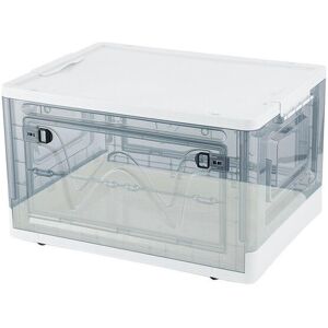 H&O Direct Plastic Transparent Storage Folding Organizers Box with Wheels in Grey Grey H&O Direct Plastic Transparent Storage Folding Organizers Box with Wheels in Grey Grey