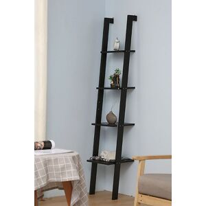 Living and Home 4-Tier Industrial Ladder Shelf Bookcase Rack Bookshelf Wooden Storage Unit Plant Stand in Black Black Living and Home 4-Tier Industrial Ladder Shelf Bookcase Rack Bookshelf Wooden Storage Unit Plant Stand in Black Black