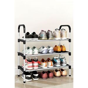 H&O Direct 3 Tiers Shoe Rack Organizer Plastic Stackable Space Saving Shoe Shelf in Black Black H&O Direct 3 Tiers Shoe Rack Organizer Plastic Stackable Space Saving Shoe Shelf in Black Black