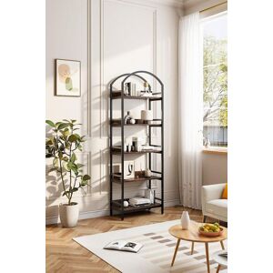 H&O Direct 5-Tier Arched Wooden Bookcase Storage Shelf in Brown Brown H&O Direct 5-Tier Arched Wooden Bookcase Storage Shelf in Brown Brown