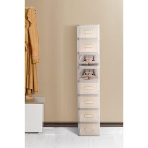 H&O Direct 8Pcs Transparent Stackable Shoe Storage Box in White White H&O Direct 8Pcs Transparent Stackable Shoe Storage Box in White White