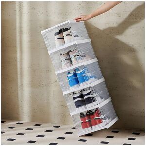 H&O Direct 6-Tier Transparent Foldable Shoe Storage Box in Clear Clear H&O Direct 6-Tier Transparent Foldable Shoe Storage Box in Clear Clear